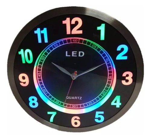 Reloj Analogico Pared Con Luz Led 25 Cm