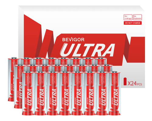 Bevigor Baterias De Litio Aa, Pilas Aa, Paquete De 24 Unidad