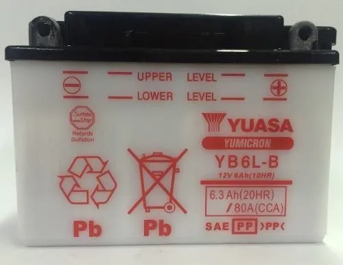 Bateria para moto YB6L-B 12V 6Ah Yuasa sin acido