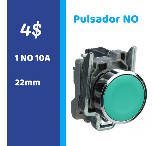 Boton Pulsador Verde 22mm Para Tablero