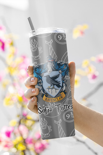 Termo Skinny Harry Portter Nombre Personalizado Ravenclaw Gris