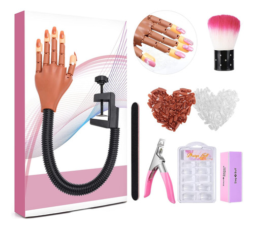 Mano De Práctica Para Uñas Acrílicas, Flexibles, Kit De Prác