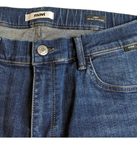 Mavi Jeans Dama Azul Oscuro Tiro Medio Corte Recto