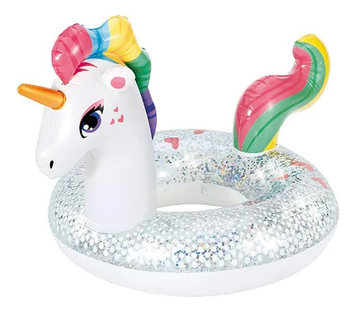 Unicornio Inflable Anillo 80 X 53 X 52 Cm Pileta Glitter