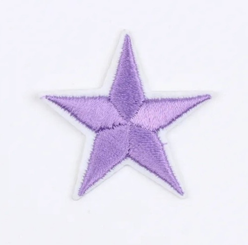 10 Pzs Estrellas Bordadas Lila Aplicacion Parche 4.5cm