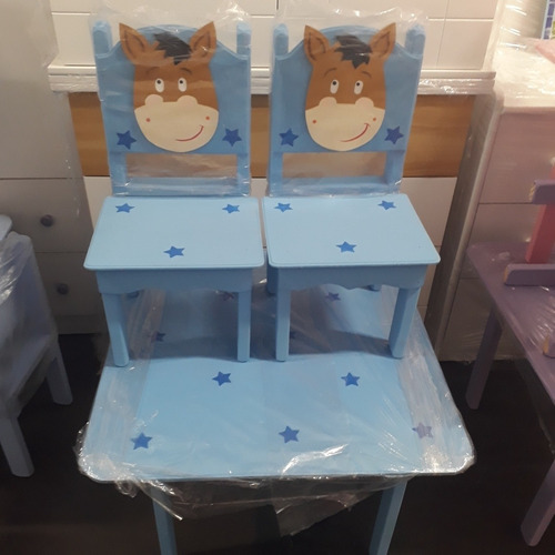 Imagen 2 de 10 de Juego De Mesa Y 2 Sillas Infantil Pintada Decorada