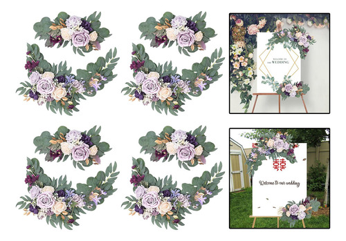 Hojas Botín De Flores Artificiales Para Bodas De 4 Azul