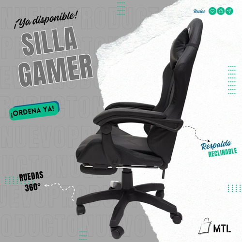 Silla Gamer Computadora Ergonomica Cuero Sintetico Reforzada
