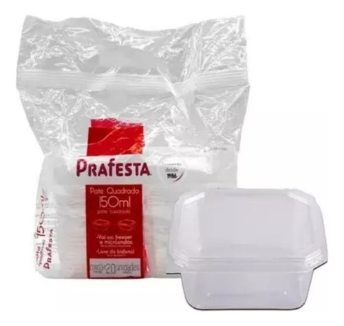 Pote Descartável 150ml Quadrado Com Tampa C/ 100 Unidades