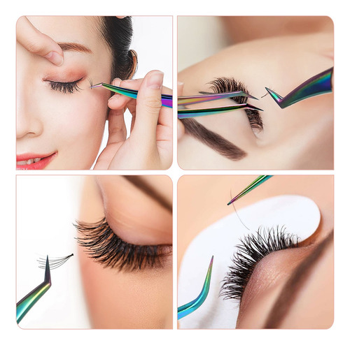 Set De 8 Pinzas Para Extensión De Pestañas Mink Volumen Ruso