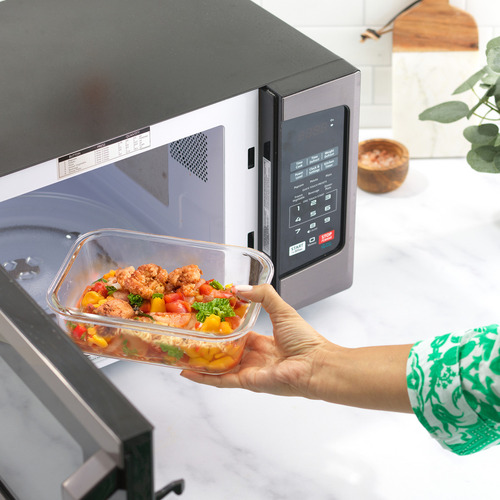 JoyJolt Recipientes de vidrio para almacenamiento de alimentos con tapas. Paquete de 5 recipientes de vidrio reutilizables de 35 onzas con un solo compartimiento hermético. Contenedores de almuerzo