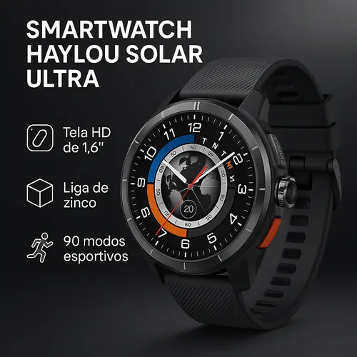 Smartwatch Haylou Solar Ultra LS23 Solar Ultra 1.6 chamadas bluetooth cor preto