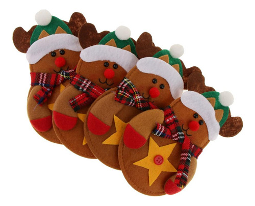 4pcs Vajilla De Navidad Cubiertos Bolsa Titular Decoración