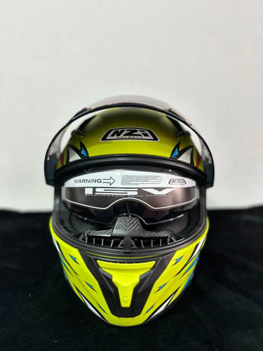 Casco Moto Integral Nzi Go Rider Doble Visor Celeste Y Amarillo Go Rider Stream Macaw Yellow L
