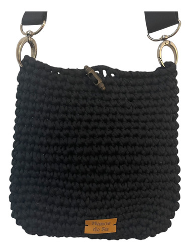 Bandolera Tejida Crochet Negro Tejido Níquel Negro