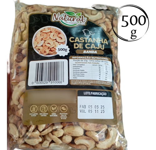 Castanha De Cajú Torada Banda/pedaços 500g Caju Fresco Vácuo