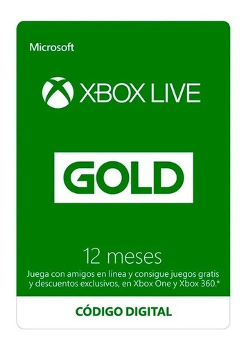 Xbox Live Gold 12 Meses [ Codigo Digital México ]