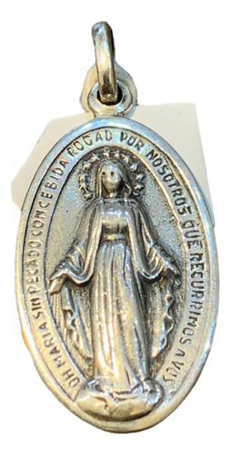 Medalla Virgen Milagrosa En Plata 925. 2,7x1,7 Cm. Tuset.