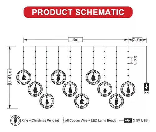Lámpara Led Usb Holiday Fairy Light Para Decoración, 3 M