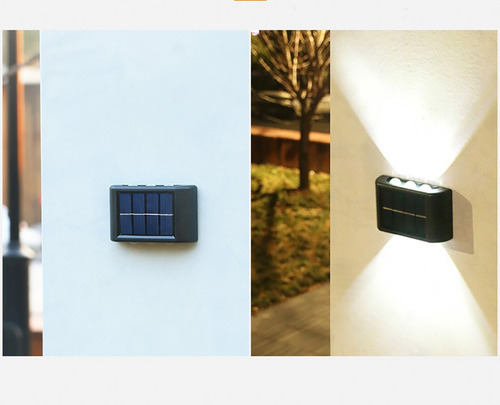 Lâmpada De Parede Solar Com 6 Luzes Led Automáticas Para Ext