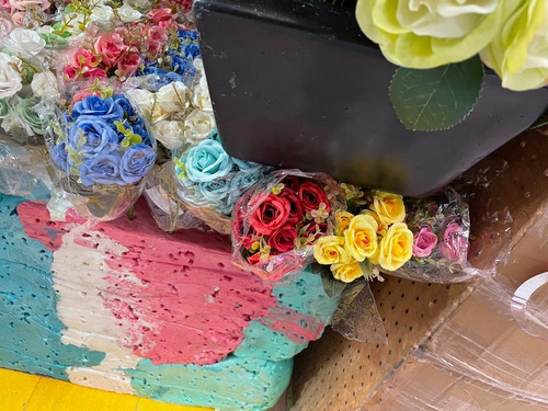 Ramo Flores Peonias Artificiales Rosa Novia Boda Centro Mesa