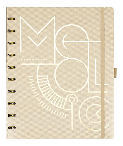  Ótima Metallic Caderno System Flex pautadas, pontilhada, branca 6 assuntos unidade x 1 27.5cm x 20cm metallic dourado