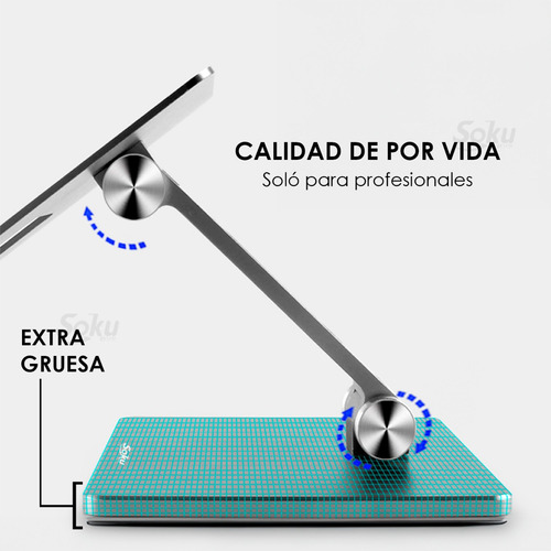 Soporte de Aluminio Ajustable para Tabletas Soku CEL-P3GYVDA6 Color Plata