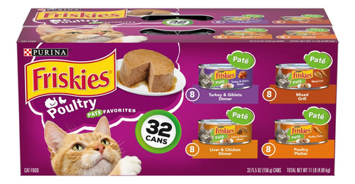 Alimento Purina Friskies De Lata Para Gato Adulto 32 Piezas