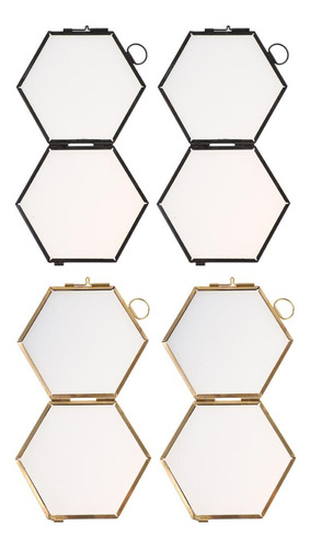 Marco Colgante De Foto De Y Metal Hexagonal De Vintage 4x