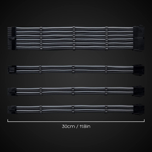 Imagen 2 de 7 de Kit Cables Atx Tecware Atx24 Pci-e 6+2 Eps 4+4 Negro Y Gris