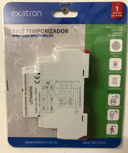 6 Relé Temporizador Minuteria Multifunção Bivolt 50/60hz Din