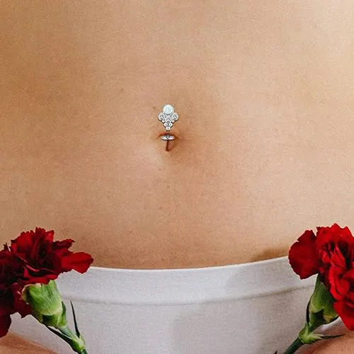 Piercing Ombligo De Titanio Con Barra Interna Y Diseño Plano