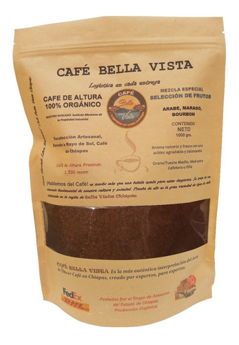 Café Caturra En Grano Tostado, Finca Bella Vista, 1 Kg