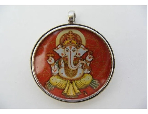 Ganesha Dije - Medalla En Acero Y Cristal  Hinduismo