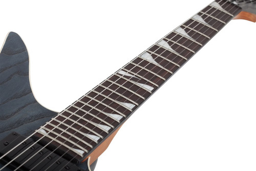 Guitarra elétrica Schecter Avenger Standard Charcoal Satin, cor azul petróleo, material de escala, jacarandá, orientação à mão direita