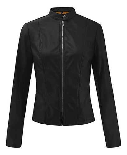 Chaqueta Rompeviento De Cuero Sintético Para Moto Para Mujer