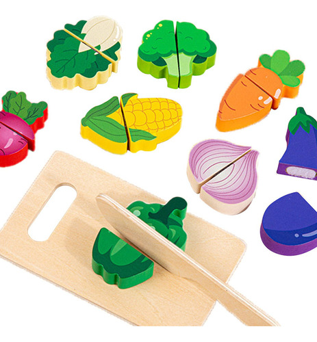 . Juguete De Madera For Cortar Alimentos, Juego De Verdura