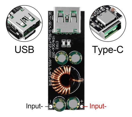 2pcs 60w 6-35v Cc A Usb Tipo C Pd 30 Qc4 Tipo A Qc30 Dc 24