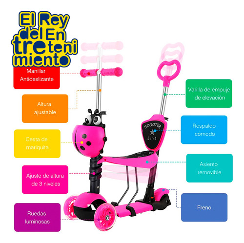 Monopatin Tripatín Buggy Infantil C/ Asiento Y Guía - El Rey