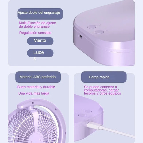 Ventilador Abanico De Escritorio Recargable Lampara Portatil
