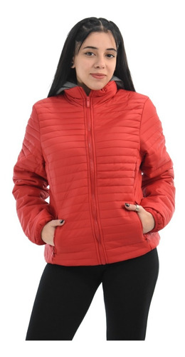 Campera Mujer Inflable Capucha Abrigo Impermeable Aya 7844