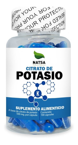 Citrato De Potasio, 100 Cápsulas 500 Mg Cu, Calidad Premium