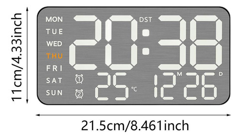 Reloj De Pared Digital Con Indicador De Fecha Y Concha Negra