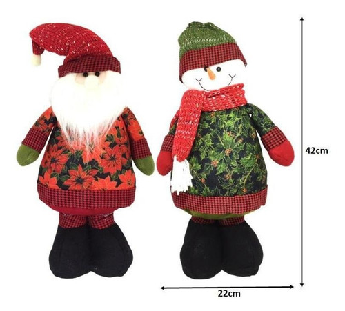 Jogo Papai Noel E Boneco Neve Pelúcia Em Pé Decor Bico