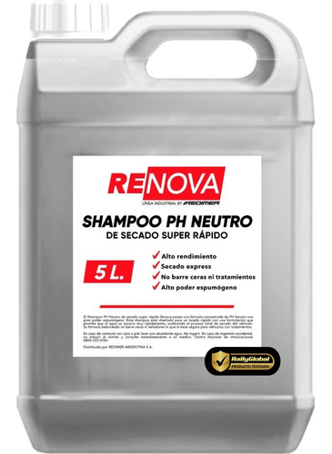 Shampoo Ph Neutro Auto Detailing Profesional X 5 L Renova