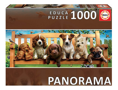 Educa 19038 Puzzle 1000 Piezas Puppies On A Bench Panorama