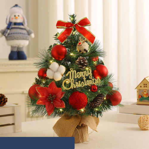Rbol De Navidad De Mesa Con Luces, Regalo De 60 Cm Rojo