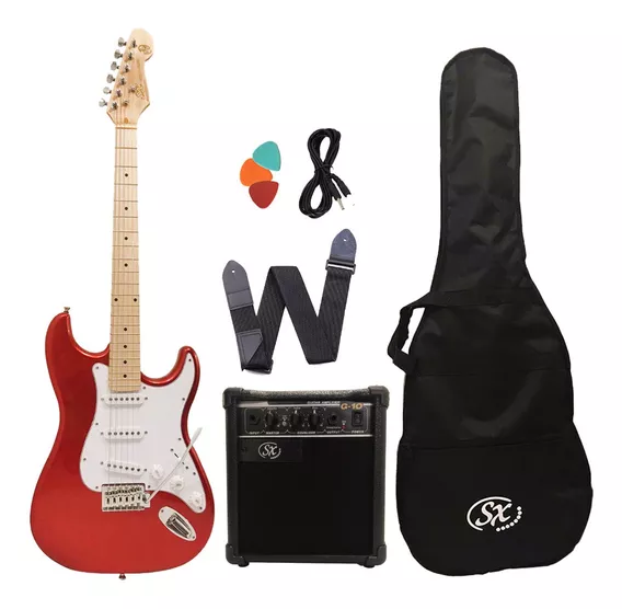 Combo Guitarra Eléctrica Stratocaster Amplificador Funda