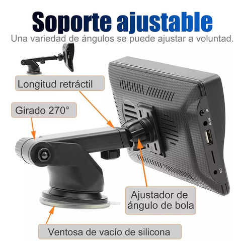 Essgoo Estéreo Portátil Giratorio Carplay Android Auto de 7 pulgadas
