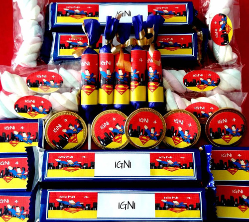Candy Bar Superman - Superhéroes !! 10 Chicos/70 Golosinas
